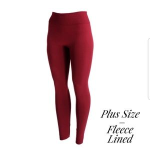 *- Fleece Lined Leggings  Burgundy Plus Size